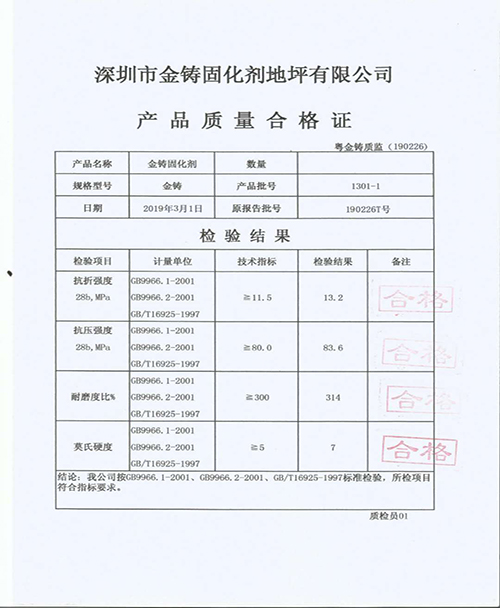 產(chǎn)品質量合格證